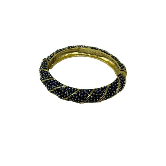 Lilly Pulitzer Enamel Blue & Gold Studded Bangle Bracelet - Picture 1 of 4